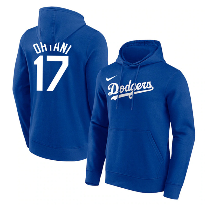 Los Angeles Dodgers Blue #17 Shohei Ohtani Name & Number Pullover Hoodie